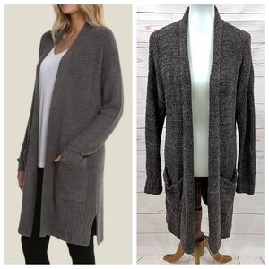 Barefoot Dreams CozyChic Lite Long Duster Weekend Cardigan in Heathered Ash